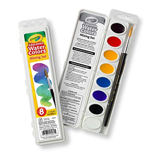 Crayola Watercolor Mixing Set with Taklon Paint Brush, 8 Paint Colors - image 1