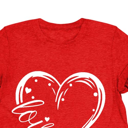 Image of Valentines Shirts for Women Valentine Love Heart Printed Graphic Tshirt Cute Girls Casual Top