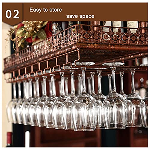 Hlwjxs Wine Rack,Bar,Restaurant,Hanging,Wine Glass Rack, Ceiling And Glass Holder, Metal Industrial Shelf Storage Holder Home Cafe Kitchen,Wall-Mounted,Wine Bottle Rack/60X35Cm #TOP2