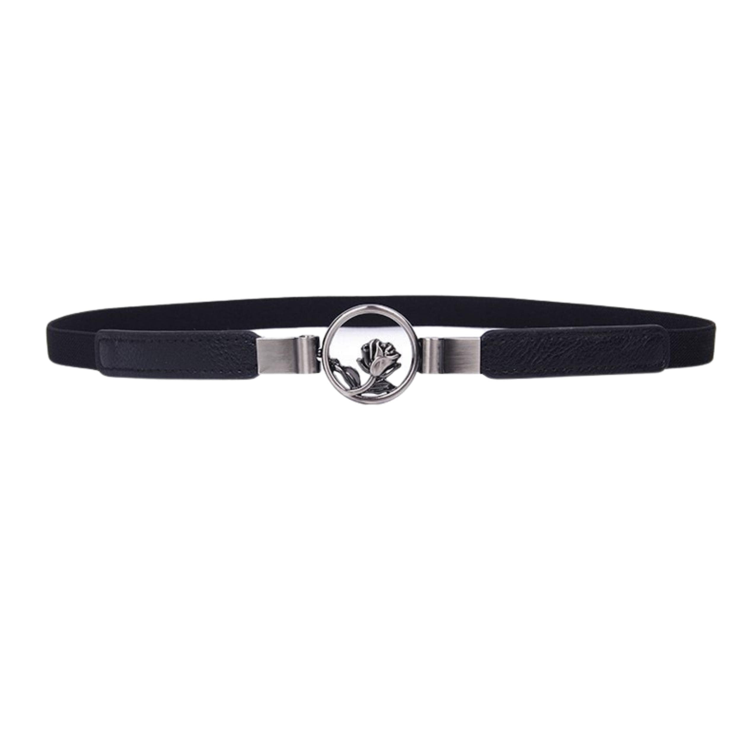 Elastic Fabric Waist Belt for Women Dresses Rose Design Stretchy Slim Ladies Belt for Saree Girls Jeans - Free Size (LD80)-image-16