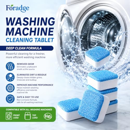 Image of 30 Pcs Washing Machine Cleaner Tablets - Deep Cleaning & Descaling for Front & Top Load Machines, Drum & Tub Stain Remover