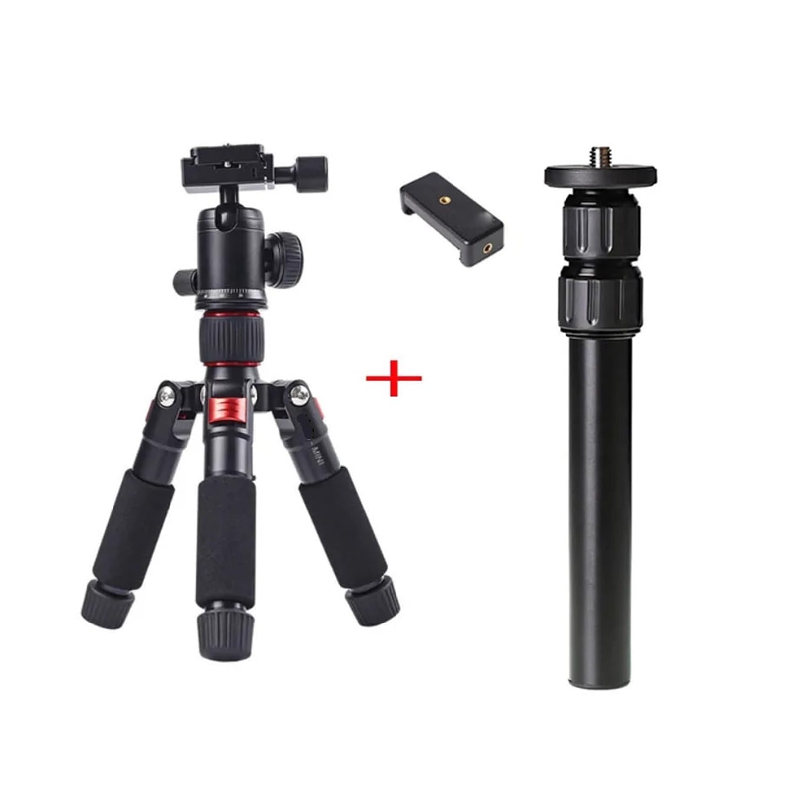 Treppiede da tavolo leggero Supporto for testa a sfera a 360 gradi | Mini staffa da viaggio compatta, supporto stabile for fotocamere DSLR e SLR(Red-1)