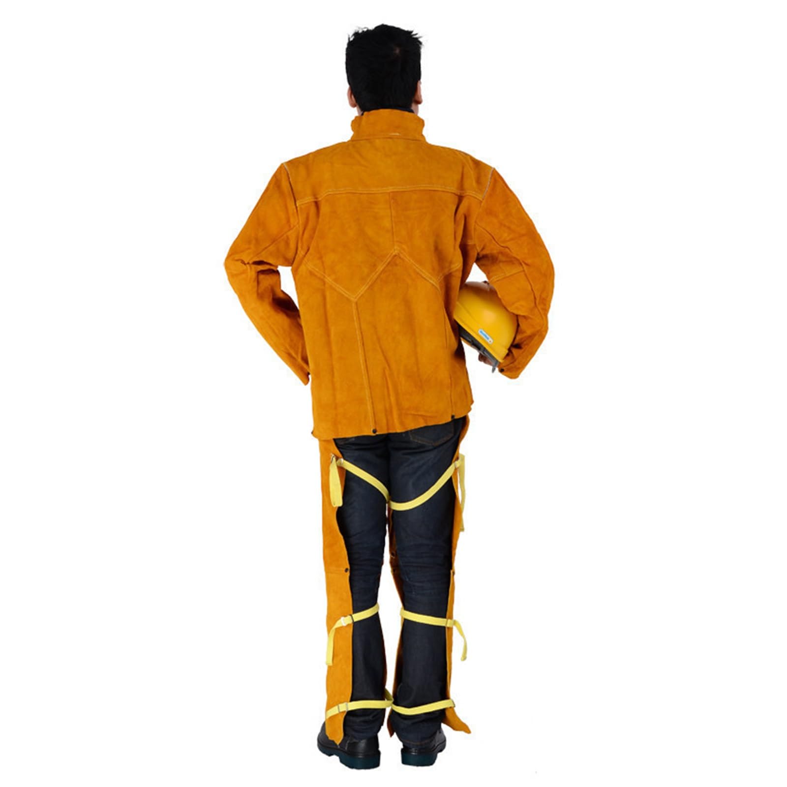 Traje De Serraje para Soldadura Tig Ropa De Protección De Cuero De Vaca Dividido De Alta Resistencia Ropa De Arco Eléctrico Monos De Soldadura De Taller(XL)