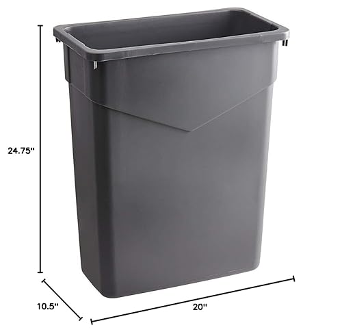 Miniatura 2 de PRO&Family Juego de 5 botes de basura rectangulares delgados y grises de 60 cuartos de galón / 15 galones / 57 litros. Cubo de basura de cocina,