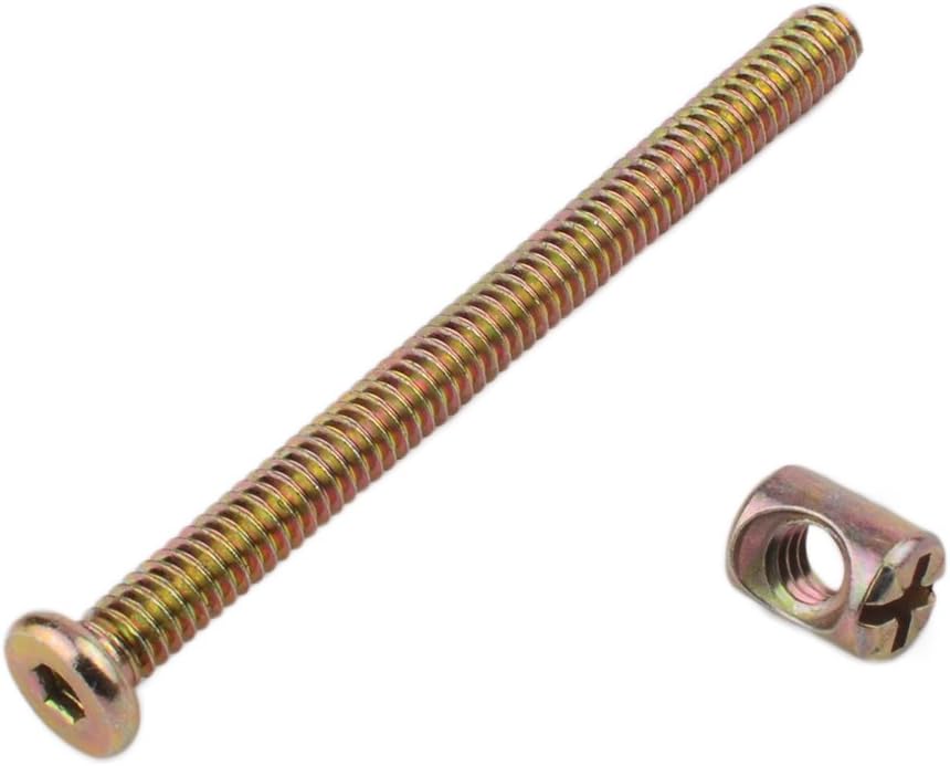 Flammi 10-Pack Imperial 1/4-20 Furniture Bolts Nuts Set Hex Socket Drive Bolt with Barrel Nut Phillips-Slotted Drive, Zinc Plated Carbon Steel (3-1/4 Inch)