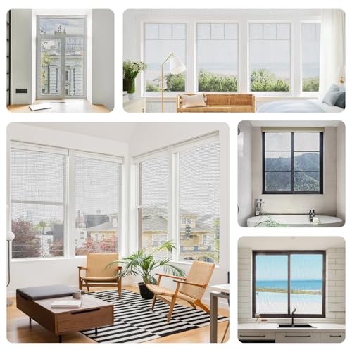5PCS Fliegengitter Fenster 130x150cm Fliegengitter Zuschneidbar, Schwarz Insektenschutz Fenster Selbstklebend Fenster Mückengitter für Balkontür Wohnzimmer Dachfenster Bodentiefe Fenster