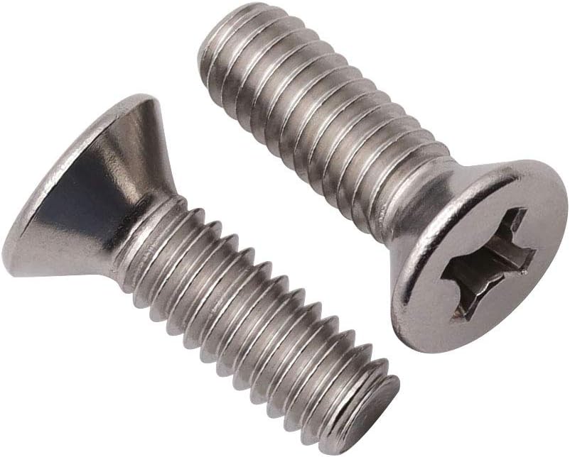#8-32 x 3/8" (100 Pack) Phillips Flat Head Machine Screws, Stainless Steel 304 (18-8), UNC Coarse Thread, Countersunk Head Machine Screws, Phillips Drive #2