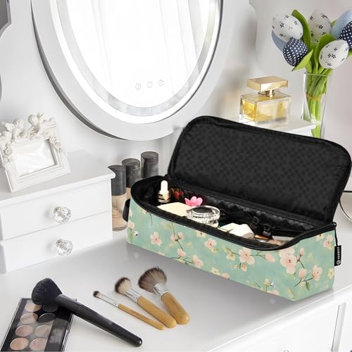 Bolsa de viaje para herramientas de cabello Green Flowers con estera resistente al calor (desmontable), bolsa 2 en 1 para plancha y rizador, esenciales portátiles para mujeres miniatura 7