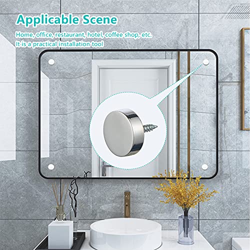 Gueenky 20 Sätze Silber Spiegelschrauben, 16mm Messing Polierte Zierschrauben mit Dekorativ Kappen Schrauben mit Abdeckkappe für Spiegel Glasbadplatten Kleiderschränke Möbel