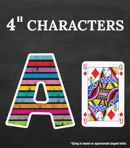 Image of Carson Dellosa 219-Piece 4 Inch Colorful Chalkboard Cutout Letters for Bulletin Boards, Numbers, Punctuation & Symbols, Multi-Pattern Bulletin Board Letters, Classroom Letters for Bulletin Board