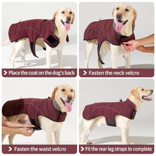 LIANZIMAU Hundejacke Wasserdichter Hundemantel Reflektierende Jacke für kaltes Wetter mit weichem Fleecefutter Warmer Mantel