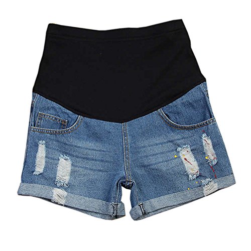 Xinvivion - Pantaloni Corti in Jeans da Donna, alla Moda, Elasticizzati, per Gravidanza, Estivi Style 2 M = Etichetta XXL