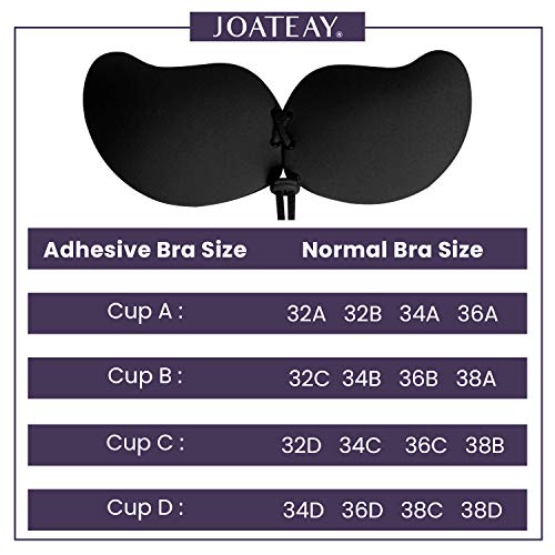 Image of JOATEAY Sticky Bra - Deep Plunge Strapless Push Up Reusable Underwire Adhesive Bra for Women Backless Dress Partywear Wedding