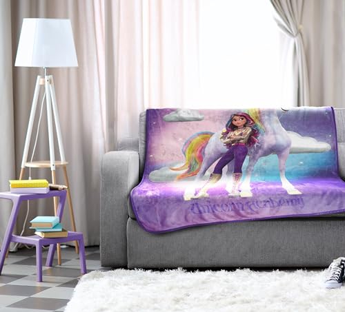 Image of Jay Franco Unicorn Academy Blanket for Girls - 46 x 60 Super Soft Fleece Throw Blanket, Plush Cozy Unicorn Bedding for Kids, Couch Bed & Travel, Machine Washable, Purple (Officially Licensed)