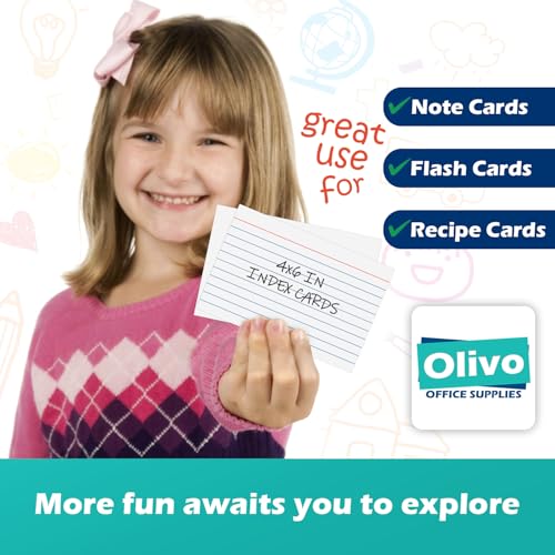 Cartões de índice 10 x 6 pautados pautados 10 x 15 cm, branco, 100 unidades, peso pesado de 220 g/m²