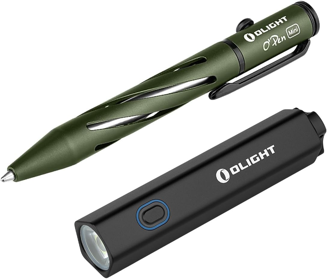 OLIGHT O'Pen Mini Ballpoint Pen Replaceable EDC, Black Ink Pens By Bolt Action for