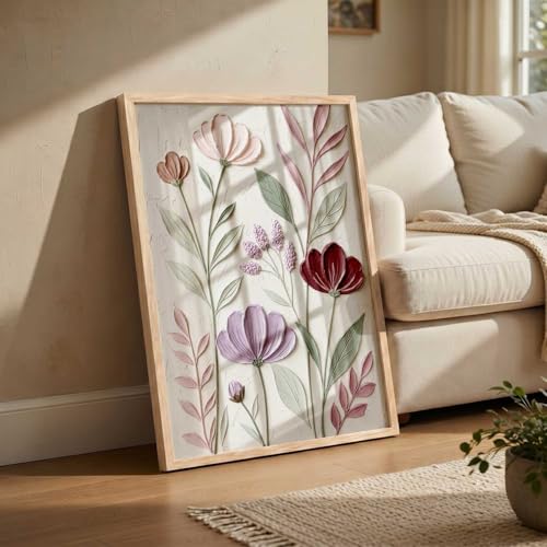 Image of kotart Floral Laef Wall Art Home Decoration | Aesthetic Paintings With Frame For Living Room Bed Room Hotel Wall Decor Digital Reprint (13x17 inch)
