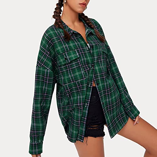 Zldhxyf Dames longblouse button down geruite blouse lange mouwen plaid shirt tuniek dun hemdjack - Image 6