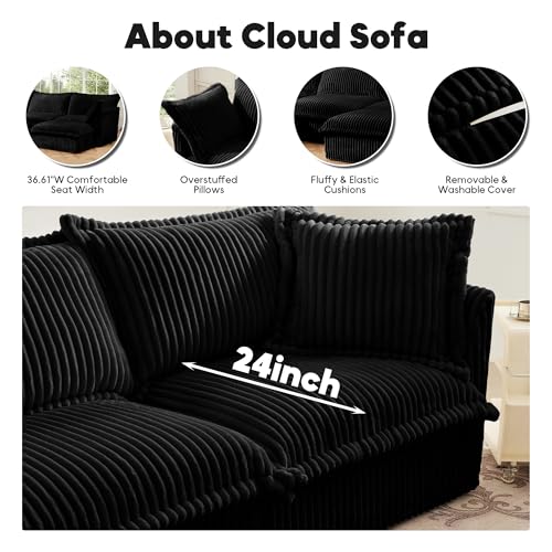 Sillón Oversized Corduroy Negro Cómodo miniatura 4