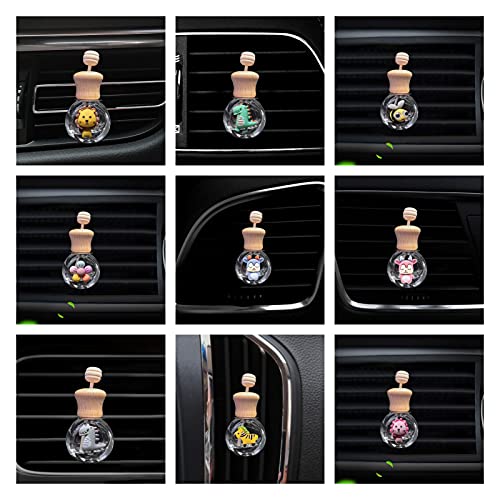 Ztgd Car Air Freshener 1 Set Bottle Shape Glass Air Vent Clip With Wood Lid Easy To Install Car Perfume Clip Interior Accessories Car Diffuser Little Bee #TOP2