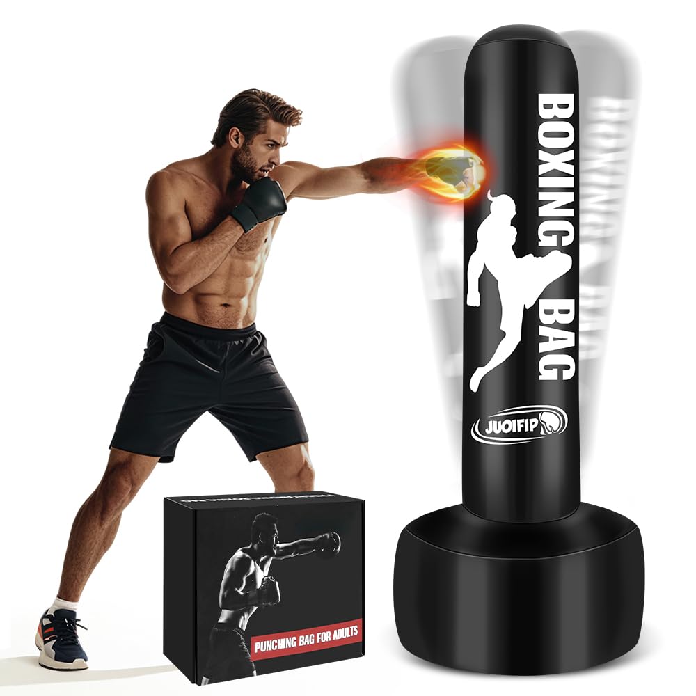 180cm Pesado Saco de Boxeo Adultos, Freestanding Saco de Boxeo Inflable Kickboxing Bolsa para Entrenamiento MMA Muay Thai Fitness