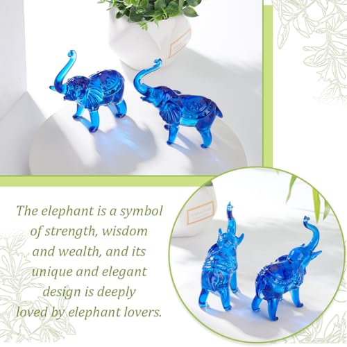 Sculpture d'éléphant en cristal bleu : objet de collection pour salon - 5