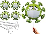 4 Big Covid Event Quarantine Flu Shot Virus Clinic Medical Vaccine Balloons with Sticks - Birthday Decorations Party Themed Supplies Gifts - Care Package Arrangements, Get Well Soon, Customized Cards