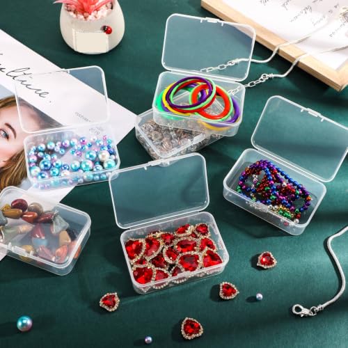 Image of Jetec 18 Pieces Mini Plastic Clear Beads Storage Containers Box for Collecting Small Items, Beads, Jewelry, Business Cards, Game Pieces, Crafts (3.3 x 2.1 x 1 Inch)