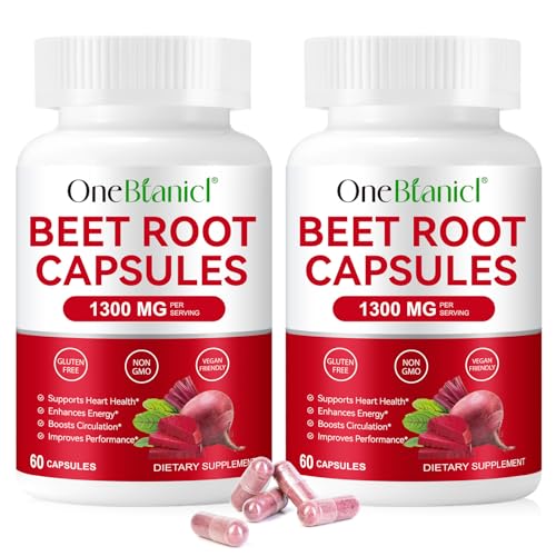 Rote Beete Kapseln Vegane Extrakt 60 Beetroot Capsules Natürlicher Rote Beete Pulver Reich an Vitaminen und Mineralstoffen Gentechnikfrei Glutenfreies 1300mg (2)