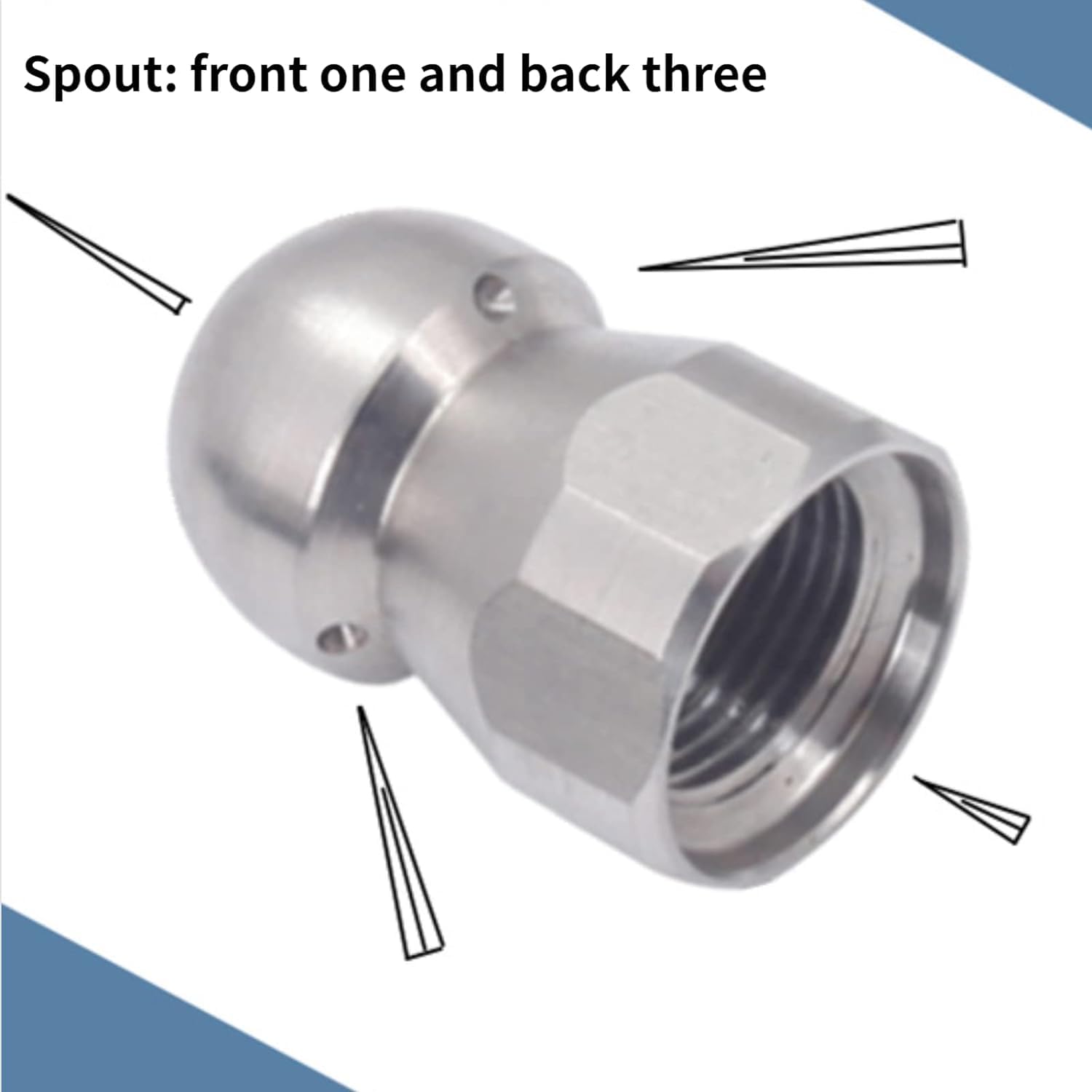 Ugello Per Pulizia Tubazioni In Acciaio Inox - 3/8", Per Sbloccare Scarichi E Fogne