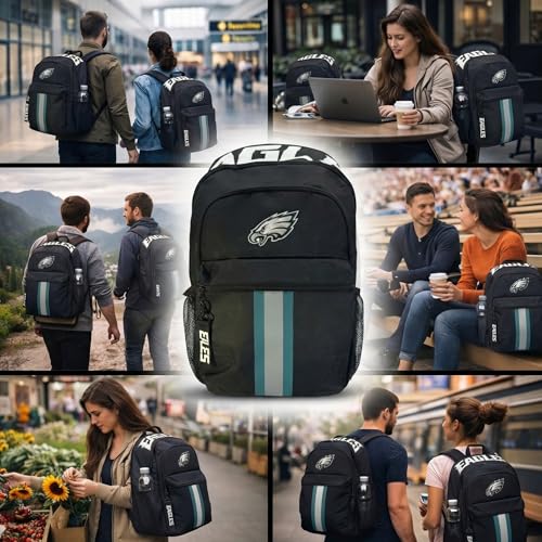Image of NFL Philadelphia Eagles Backpack - Triple Stripe Wordmark Design with Keychain