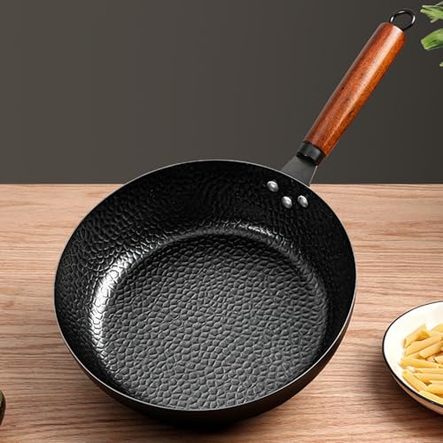 Générique Iron Cast Skillet, Handmade Hammered Non-Stick Pan with Lid, Heavy Duty Cookware for Induction Stove, Outdoor Baking, Family Cooking, Apartment Camping Picnic Kitchen Home Use – Image 5