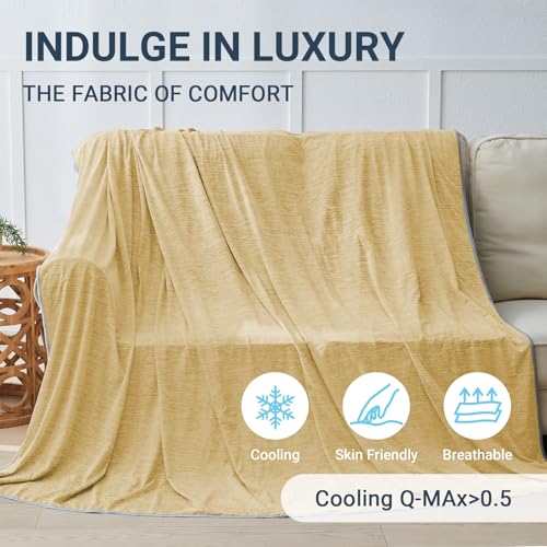 Image of Cooling Blanket Twin Size 60 inchx80 inch, Summer Lightweight Breathable Ice Blanket, Cooling Blankets for Hot Sleepers Night Sweats Adults Absorb Heat Keep Cool