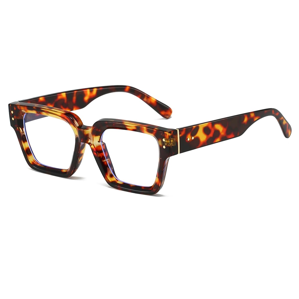 NIDOVIX Square Thick Frame Glasses for Women Men Classic Black Rectangle Vintage Non-Prescription Eyeglasses (Tortoise)