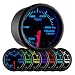 GlowShift Black 7 Color 260 F Transmission Temperature Gauge Kit - Includes Electronic Sensor - Black Dial - Clear Lens - for Car & Truck - 2-1/16" 52mm