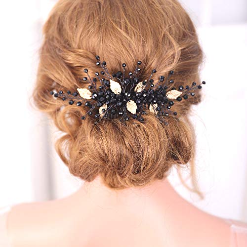 Peine para cabello vintage con hojas plateadas para boda miniatura 1