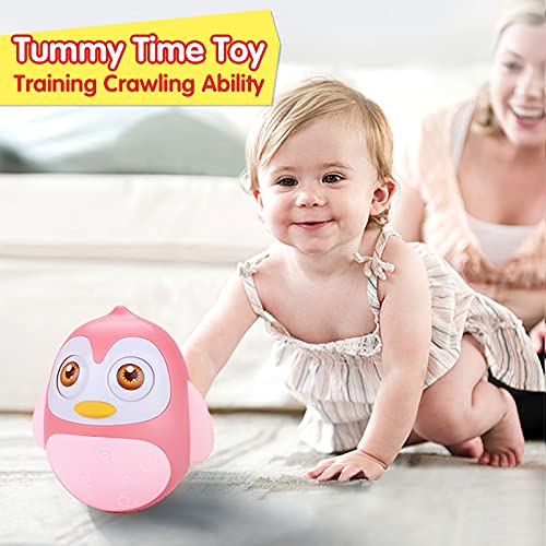Unih Roly Poly Baby Toys 6 To 12 Months Developmental, Tummy Time Wobbler Toy For Baby, Penguin Tumbler Wobbler Toys For Infant Boy Girl Gifts (Pink) #TOP5