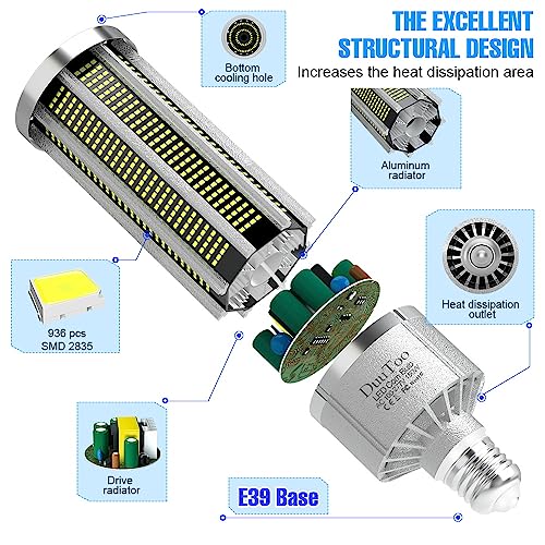 Duutoo 22150Lumens Led Corn Lights Bulb 150W E39 Mogul Base Lamp Bulbs 5000K Daylight 1000Watts Equivalent Super Bright Indoor Large Area Lamps 100-277V Outside Commercial Lighting For Garage Workshop #TOP2