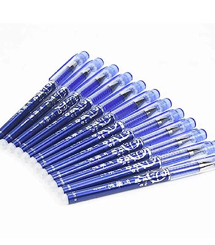 Image of AARNASHOPPE Blue Ink Erasable Gel Pen Blue Ink Rollerball Pens Rub-Out Friction Pens Set with attached Magic Wipe Eraser (0.35mm Nib Size) Gel Pen (Pack of 12 Pens)