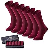MOUNTREX Socken Herren Damen - Business Herrensocken, Damensocken - Gekämmte Baumwolle, Handgekettelte Spitze - Baumwollsocken (78%), Unisex Strümpfe (6 Paar), Bordeaux, 39-42