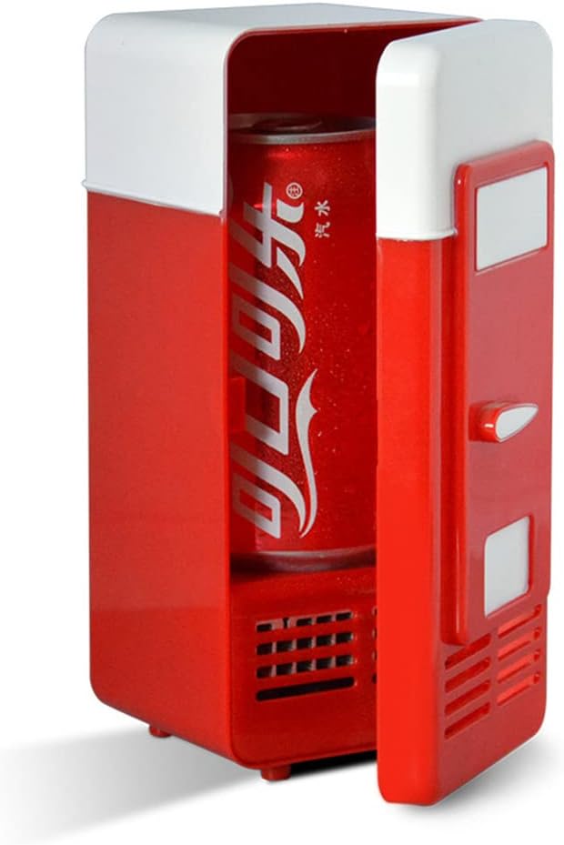 USB Mini Refrigerator, Beverage Fridge Desktop USB Refrigerator Beverage Can Cooler/Warmer, Laptop PC Car Refrigerator Mini Red