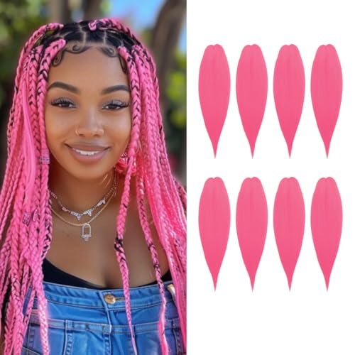 Braid Miracle Pre-Stretched Hair - 52 Inch, 8-Pack, 90g, Anti-Itch, Spetra Fiber, Soft Yaki Texture, Ideal for Braids & Twists, Hot Water Set, Professional Synthetic Hair Extensions (Pink)