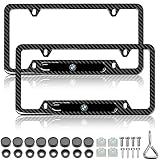 YIDEXIN 2Pcs License Plate Frames for BMW Premium Black Steel Carbon Fiber Logo License Plate Cover Holder Compatible All Vehicle License Plate Tag Cover Fit Accessories Included (2Pack-for BMW)