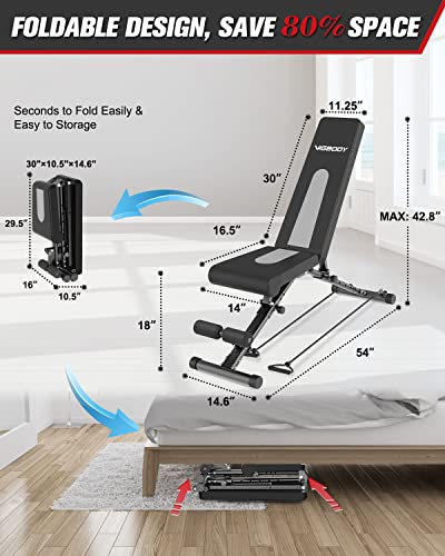 Vigbody Weight Bench, Adjustable Strength Training Bench For Full Body Workout, Foldable Workout Bench, Utility Incline/Decline Exercise Bench For Home Gym- New Version #TOP7