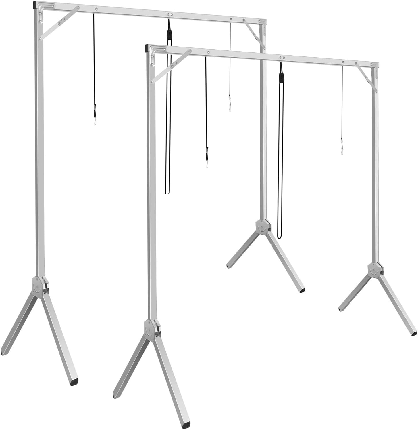 iPower 2-Pack 4 Feet Foldable Grow Light Stand Rack for Seed Starting Plant Propagation (No LED Tube Included), 2 Pack, Silver 2 Pack No Tube
