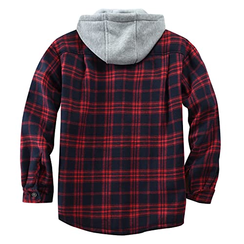 Image of Men's Cotton Plaid Shirt Jacket Fleece Flannel Sherpa Button Down