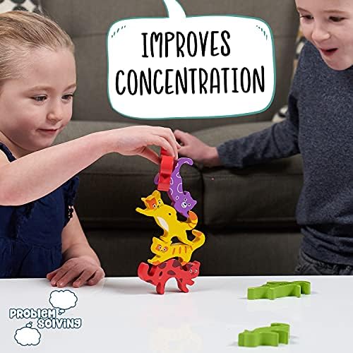 Jaques of London Stackable Crazy Cats | Wooden Toys | Montessori Toys | Stacking Toys | Fine Motor Skills Toys | Learning Toys For 3 4 5 6 Year Olds | Since 1795
