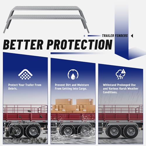 Image of ECOTRIC Tandem Axle Trailer Fenders 72-7 /8 inchx10-1 /4 inchx13 inch Fit 13 inch-15 inch Tires
