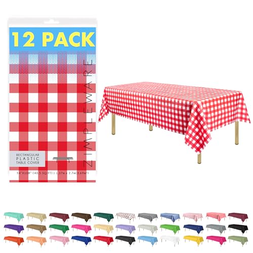 El Mejor Listado de Mantel rojo , tabla con los diez mejores. 49 ZIMPLEWARE Mantel de plástico a cuadros de cuadros rojo de alta calidad desechable (12 unidades) manteles de plástico para mesas rectangulares (54 x 108 pulgadas), desechables...