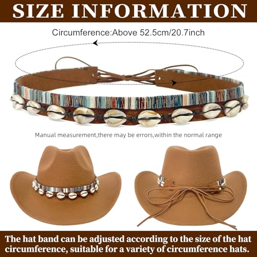 Image of Cowboy Hat Bands for Men Women, Leather Hatbands Belt for Cowboy /Western /Fedora /Cowgirl Hats
